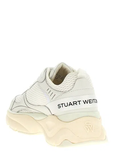 Stuart Weitzman Chunky Mesh Pull Tab Sneakers In White