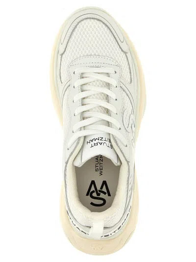 Stuart Weitzman Chunky Mesh Pull Tab Sneakers In White