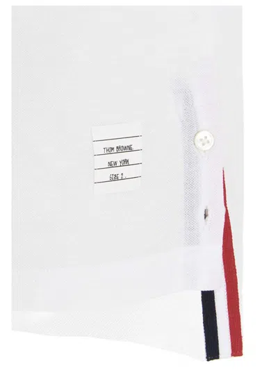 Thom Browne Rwb Trim Jersey Polo Short In White