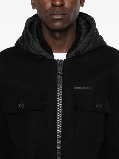 Dsquared2 Contrast-panel Hooded Jacket In Black