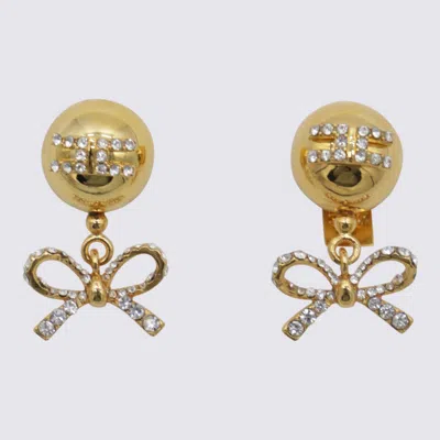 Elisabetta Franchi Bow Drop Gemstone Stud Earrings