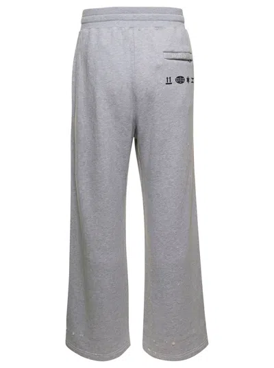 Dolce & Gabbana Grey Jogger Pants With Drawstring And Logo Print In Cotton Man In Gray