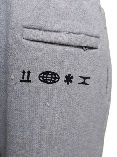 Dolce & Gabbana Grey Jogger Pants With Drawstring And Logo Print In Cotton Man In Gray