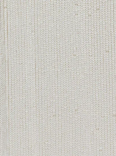P.a.r.o.s.h Mini White Dress With All-over Paillettes In Viscose Woman