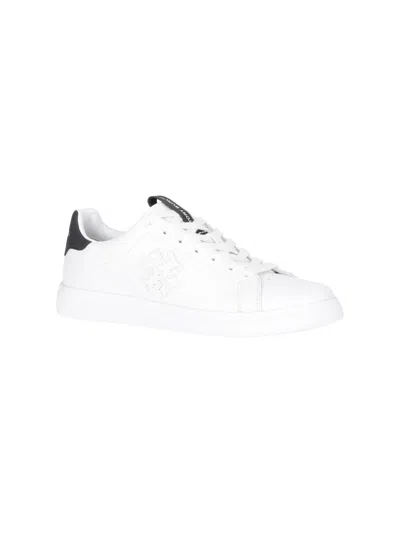 Tory Burch Double T Howell Leather Sneakers In White
