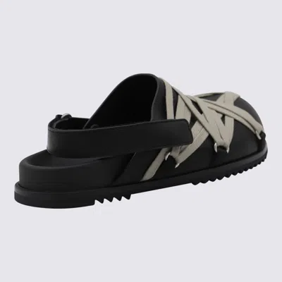 Rick Owens Black Leather Flat In Black