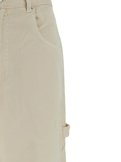 Isabel Marant 'bymara' Beige Five-pocket Jeans With Logo Patch In Cotton Blend Denim Woman