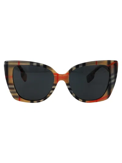 Burberry Womens Grey Be4393 Meryl Cat-eye Checked Acetate Sunglasses In Brown