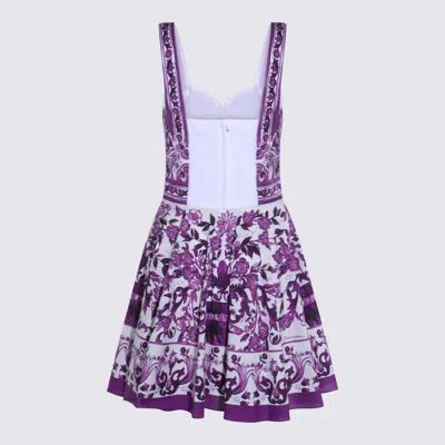 Dolce & Gabbana Violet Dress With Thin Straps And All-over Floral Motif In Cotton Blend Woman In Purple