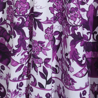 Dolce & Gabbana Violet Dress With Thin Straps And All-over Floral Motif In Cotton Blend Woman In Purple
