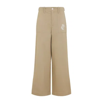 Marni Rose Embroidered Cotton Gabardine Pants