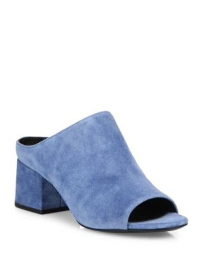 Shop 3.1 Phillip Lim / フィリップ リム Cube Suede Block-heel Mules In French Blue