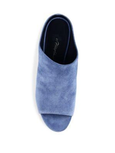 Shop 3.1 Phillip Lim / フィリップ リム Cube Suede Block-heel Mules In French Blue