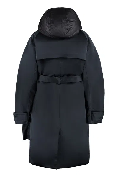 Add Double Breasted Belted Coat In Black
