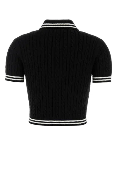Alessandra Rich Braided Cotton Polo Shirt With Contrast Details