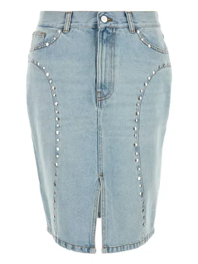 Gimaguas Luna Stud-embellished Denim Skirt In Blue