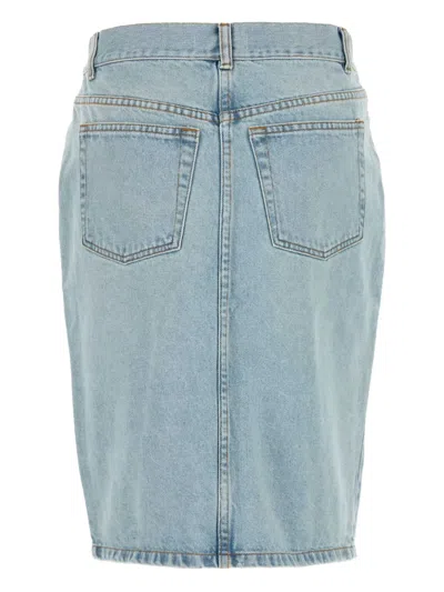 Gimaguas Luna Stud-embellished Denim Skirt In Blue
