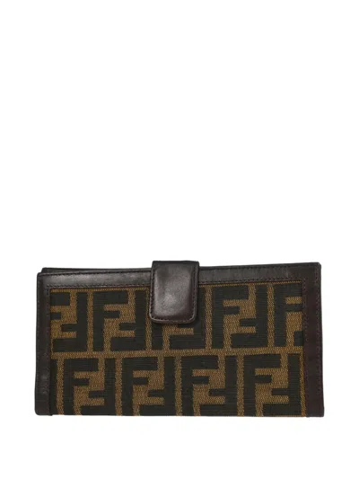 Pre-owned Fendi 2010s Zucca Wallet In Brown