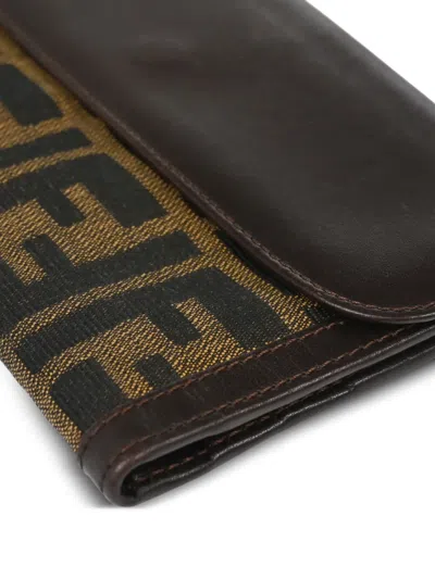 Pre-owned Fendi 2010s Zucca Wallet In Brown