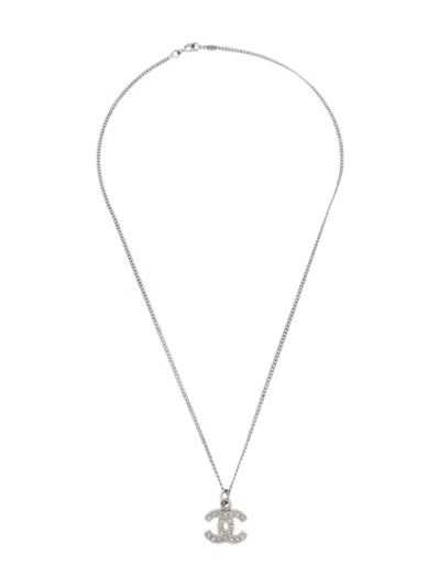 Pre-owned Chanel 2007 Cc-pendant Necklace In Silver