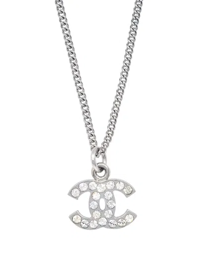 Pre-owned Chanel 2007 Cc-pendant Necklace In Silver