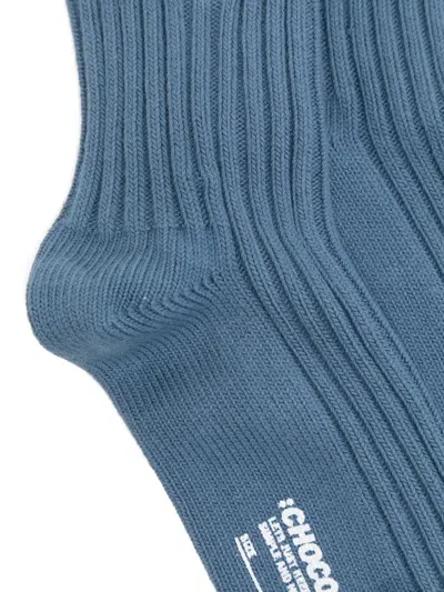 Chocoolate Letter-embroidered Socks (set Of 2) In Green