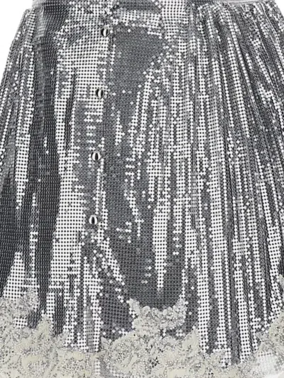 Rabanne Metallic Lace-trimmed Skirt In Gray