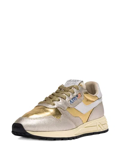 Autry Reelwind Metallic Retro Trainer Sneakers In Silver