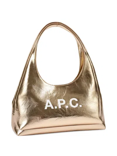 Apc Mini Ninon Metallic Logo Shoulder Bag In Nude