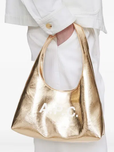 Apc Mini Ninon Metallic Logo Shoulder Bag In Nude