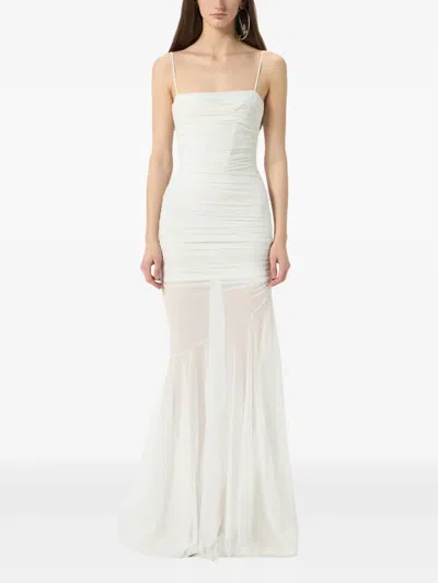 Blumarine Ruched Evening Gown In White