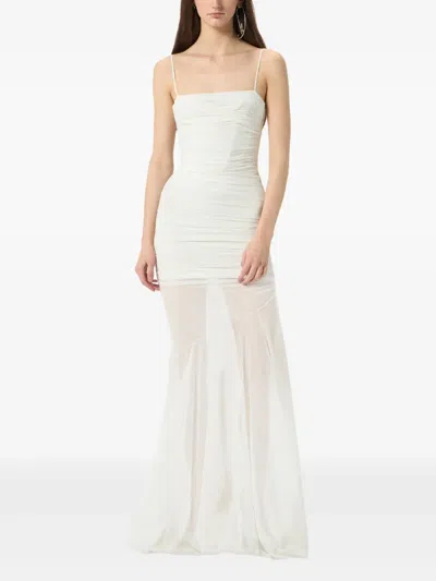Blumarine Ruched Evening Gown In White
