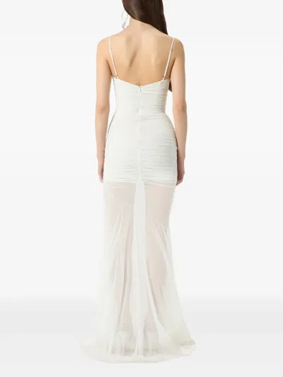 Blumarine Ruched Evening Gown In White