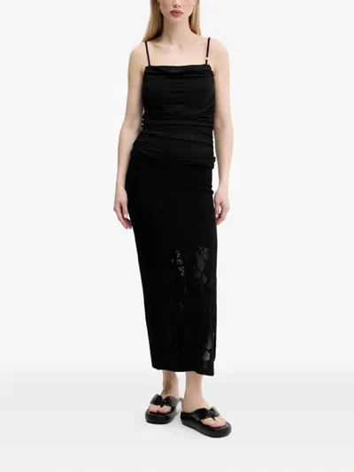Hugo Boss Draped Spaghetti-strap Top In Black