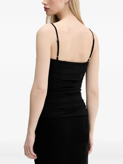Hugo Boss Draped Spaghetti-strap Top In Black