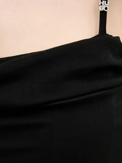 Hugo Boss Draped Spaghetti-strap Top In Black