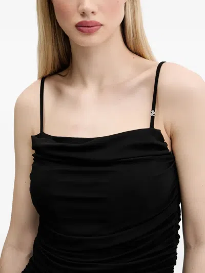 Hugo Boss Draped Spaghetti-strap Top In Black