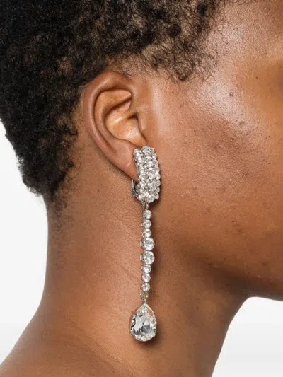 Alessandra Rich Crystal-embellished Drop Earring In Metallic