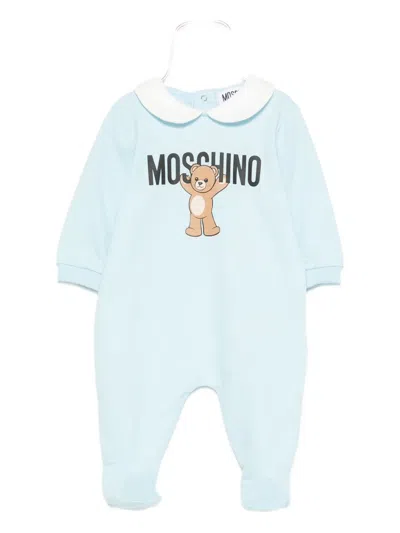 Moschino Teddy-print Peter Pan Collar Jumpsuit In Blue