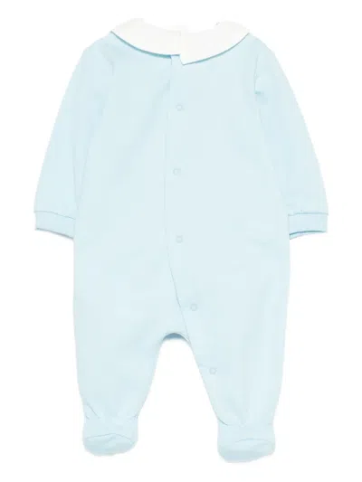 Moschino Teddy-print Peter Pan Collar Jumpsuit In Blue