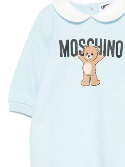 Moschino Teddy-print Peter Pan Collar Jumpsuit In Blue