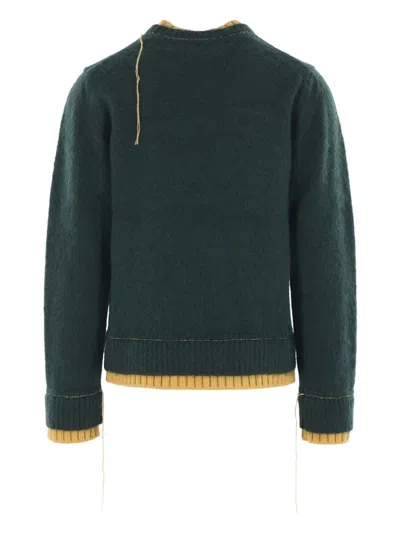 Sacai Contrasting-trim Sweater In Green