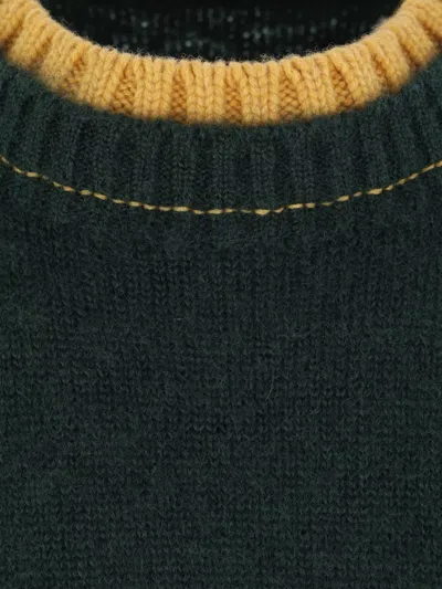 Sacai Contrasting-trim Sweater In Green
