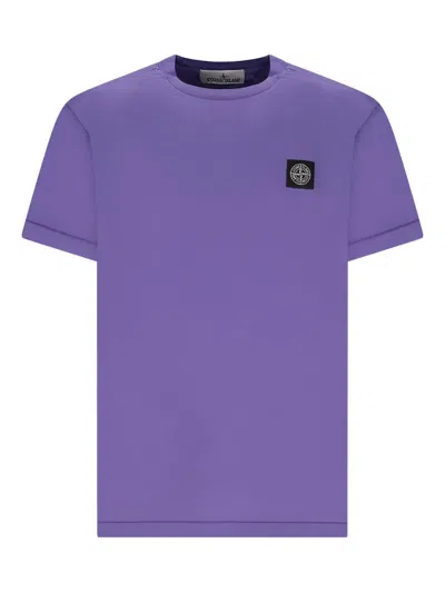 Stone Island Compass-patch T-shirt In Purple