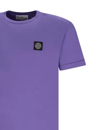 Stone Island Compass-patch T-shirt In Purple