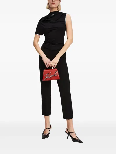 Karl Lagerfeld One-sleeve T-shirt In Black