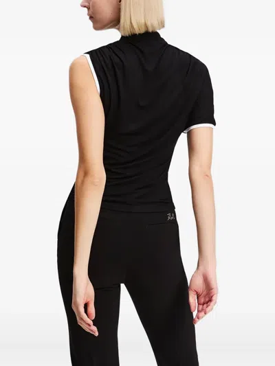Karl Lagerfeld One-sleeve T-shirt In Black