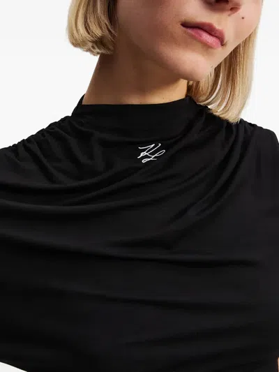 Karl Lagerfeld One-sleeve T-shirt In Black