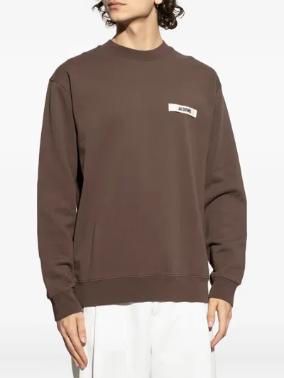 Jacquemus Basic Crew Neck T-shirt With Long Sleeves In Brown