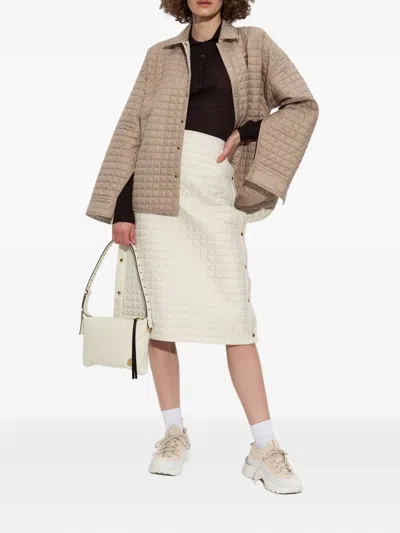 Moncler Quilted Button-fastening Midi Skirt In Gray